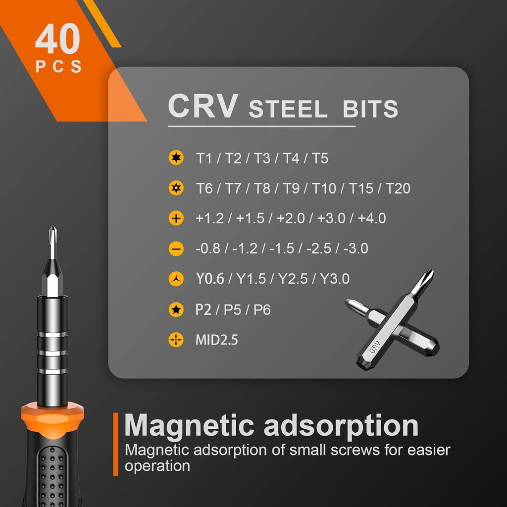 JOREST Precision Screwdriver Set, Small Screwdriver with Torx T5 T6 T8 T9, Triwing Y00, Star P5, Mini Repair Tool Kit for Laptop, Switch, PS5,Xbox, MacBook, iPhone, Ring Doorbell, Watch, Glasses
