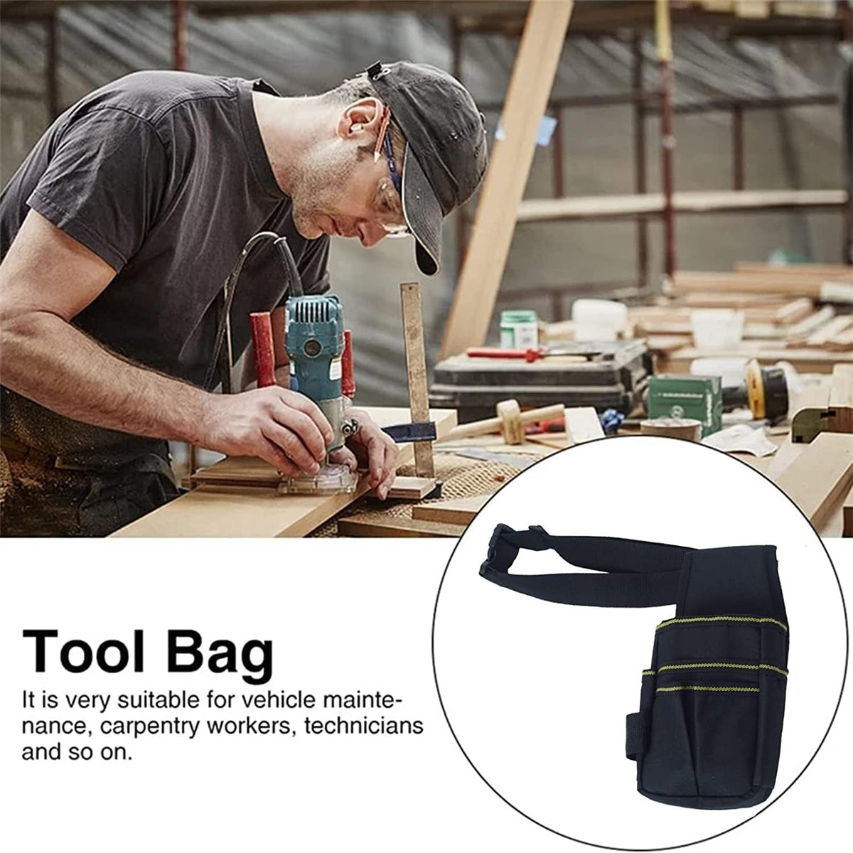 Hardware Tools Bag, 900D Oxford Canvas, Adjustable Nylon Belt, Electrician, Carpenter, Maintenance Technician