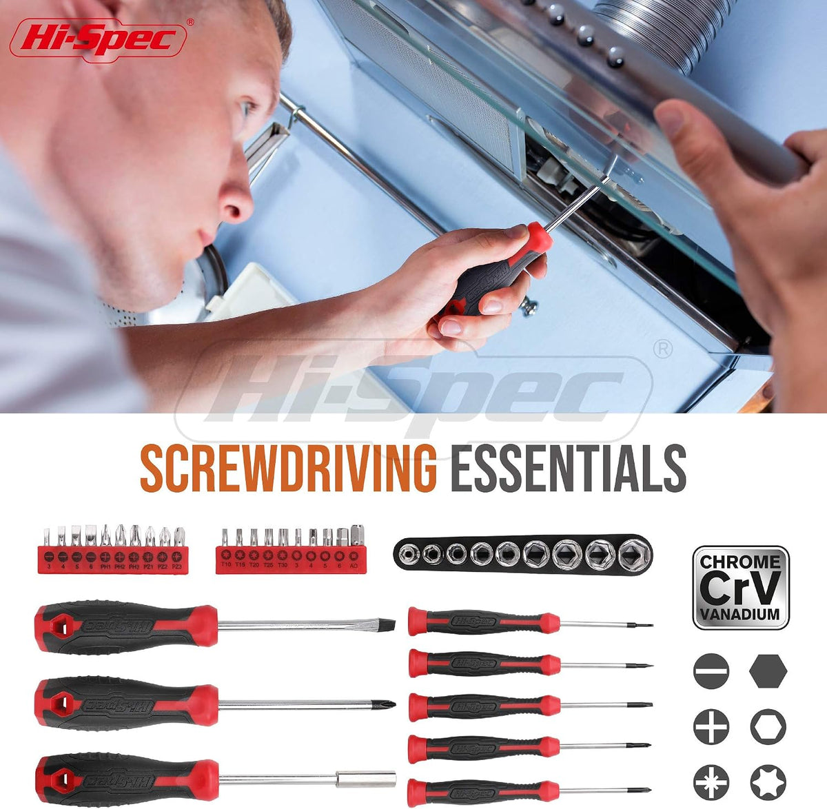 Hi-Spec 54pc Home & Office DIY Tool Kit Set. Complete Household Tool Box with Essential Hand Tools Included for Basic Repairs, Maintenance & Home Improvement Projects