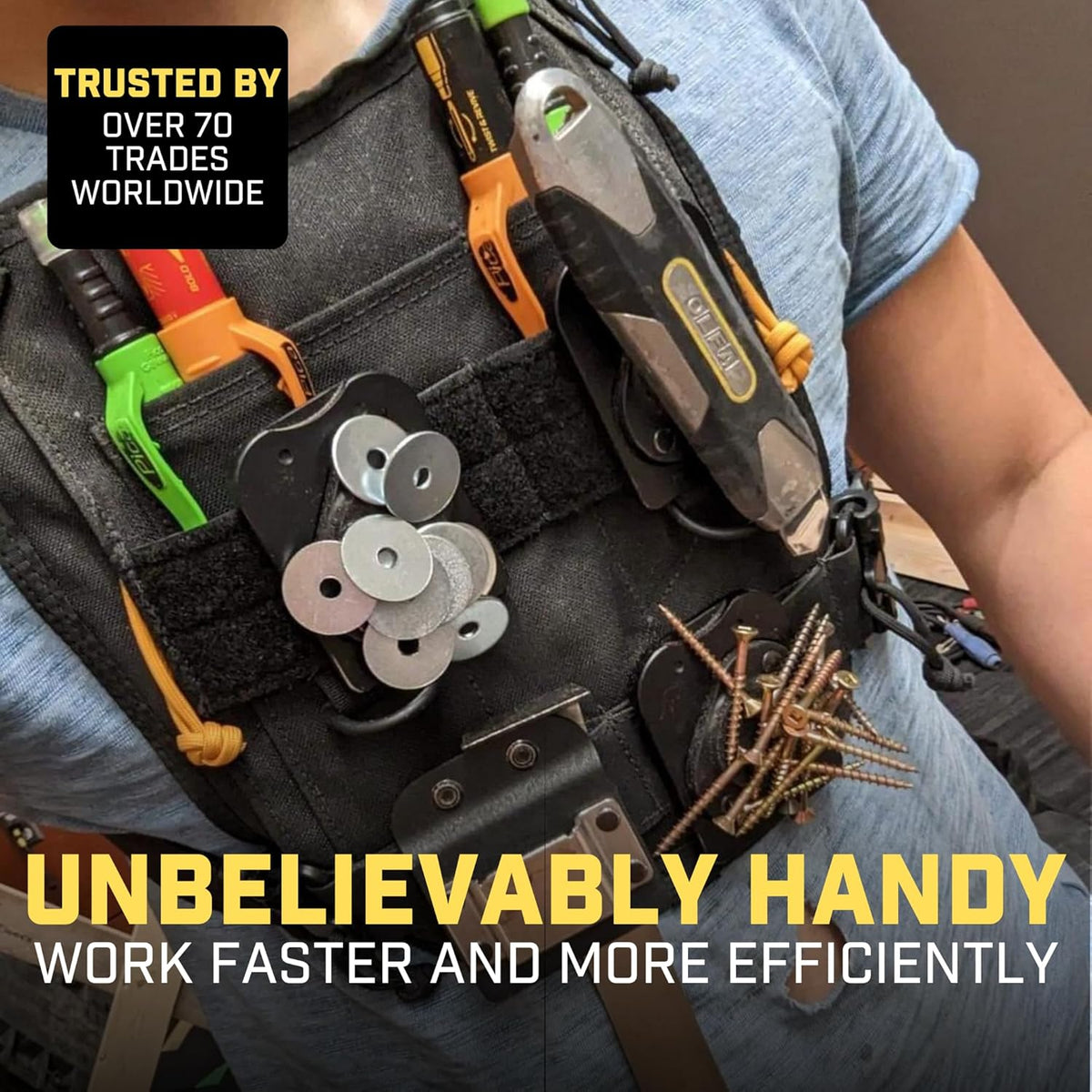 MagMaster | Magnetic Tool Holder - Strong Clip-On Belt Magnet Holster for Screws, Nails, Hammer, Sockets, Pliers, Screw Driver, Trowel, Drill Bit, Wrench, or Any Magnetic Tools and Hardware
